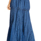 Sakkas Olivia Womens Maxi Bohemian Gypsy Long Skirt With Elastic Waist and Lace