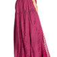 Sakkas Olivia Womens Maxi Bohemian Gypsy Long Skirt With Elastic Waist and Lace