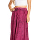 Sakkas Olivia Womens Maxi Bohemian Gypsy Long Skirt With Elastic Waist and Lace