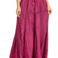 Sakkas Olivia Womens Maxi Bohemian Gypsy Long Skirt With Elastic Waist and Lace