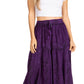 Sakkas Olivia Womens Maxi Bohemian Gypsy Long Skirt With Elastic Waist and Lace