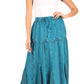 Sakkas Olivia Womens Maxi Bohemian Gypsy Long Skirt With Elastic Waist and Lace