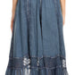 Sakkas Shamim Boho Maxi Long Skirt with Sheer Textured Panels W/ Smocked Waistband