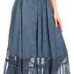 Sakkas Shamim Boho Maxi Long Skirt with Sheer Textured Panels W/ Smocked Waistband