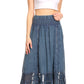 Sakkas Shamim Boho Maxi Long Skirt with Sheer Textured Panels W/ Smocked Waistband