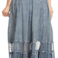 Sakkas Shamim Boho Maxi Long Skirt with Sheer Textured Panels W/ Smocked Waistband