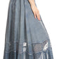 Sakkas Shamim Boho Maxi Long Skirt with Sheer Textured Panels W/ Smocked Waistband