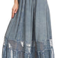 Sakkas Shamim Boho Maxi Long Skirt with Sheer Textured Panels W/ Smocked Waistband