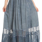Sakkas Shamim Boho Maxi Long Skirt with Sheer Textured Panels W/ Smocked Waistband