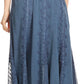 Sakkas Monola Long Tall Lace Embroidered Paneled Adjustable Waist Flare Skirt