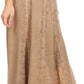 Sakkas Monola Long Tall Lace Embroidered Paneled Adjustable Waist Flare Skirt