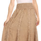 Sakkas Monola Long Tall Lace Embroidered Paneled Adjustable Waist Flare Skirt