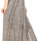 Sakkas Monola Long Tall Lace Embroidered Paneled Adjustable Waist Flare Skirt