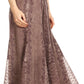 Sakkas Monola Long Tall Lace Embroidered Paneled Adjustable Waist Flare Skirt