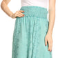 Sakkas Monola Long Tall Lace Embroidered Paneled Adjustable Waist Flare Skirt