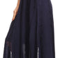Sakkas Monola Long Tall Lace Embroidered Paneled Adjustable Waist Flare Skirt