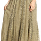 Sakkas Monola Long Tall Lace Embroidered Paneled Adjustable Waist Flare Skirt