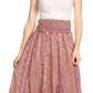 Sakkas Monola Long Tall Lace Embroidered Paneled Adjustable Waist Flare Skirt