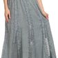 Sakkas Monola Long Tall Lace Embroidered Paneled Adjustable Waist Flare Skirt