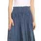 Sakkas Ines Womens Gypsy Maxi Bohemian Long Skirt With Elastic Smock Waist & Lace