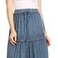 Sakkas Salina Boho Maxi Skirt with Embroidery and Crochet Lace  Adjustable Waist
