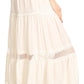 Sakkas Salina Boho Maxi Skirt with Embroidery and Crochet Lace  Adjustable Waist