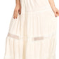 Sakkas Salina Boho Maxi Skirt with Embroidery and Crochet Lace  Adjustable Waist