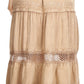 Sakkas Salina Boho Maxi Skirt with Embroidery and Crochet Lace  Adjustable Waist