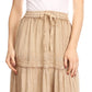Sakkas Salina Boho Maxi Skirt with Embroidery and Crochet Lace  Adjustable Waist