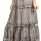 Sakkas Salina Boho Maxi Skirt with Embroidery and Crochet Lace  Adjustable Waist