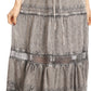 Sakkas Salina Boho Maxi Skirt with Embroidery and Crochet Lace  Adjustable Waist