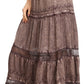 Sakkas Salina Boho Maxi Skirt with Embroidery and Crochet Lace  Adjustable Waist