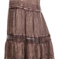 Sakkas Salina Boho Maxi Skirt with Embroidery and Crochet Lace  Adjustable Waist