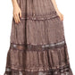 Sakkas Salina Boho Maxi Skirt with Embroidery and Crochet Lace  Adjustable Waist