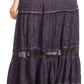Sakkas Salina Boho Maxi Skirt with Embroidery and Crochet Lace  Adjustable Waist