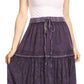 Sakkas Salina Boho Maxi Skirt with Embroidery and Crochet Lace  Adjustable Waist