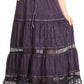 Sakkas Salina Boho Maxi Skirt with Embroidery and Crochet Lace  Adjustable Waist