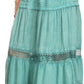 Sakkas Salina Boho Maxi Skirt with Embroidery and Crochet Lace  Adjustable Waist