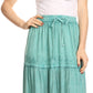 Sakkas Salina Boho Maxi Skirt with Embroidery and Crochet Lace  Adjustable Waist