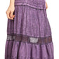 Sakkas Salina Boho Maxi Skirt with Embroidery and Crochet Lace  Adjustable Waist