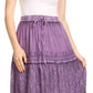 Sakkas Salina Boho Maxi Skirt with Embroidery and Crochet Lace  Adjustable Waist