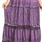 Sakkas Salina Boho Maxi Skirt with Embroidery and Crochet Lace  Adjustable Waist
