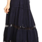 Sakkas Salina Boho Maxi Skirt with Embroidery and Crochet Lace  Adjustable Waist