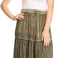 Sakkas Salina Boho Maxi Skirt with Embroidery and Crochet Lace  Adjustable Waist