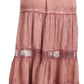 Sakkas Salina Boho Maxi Skirt with Embroidery and Crochet Lace  Adjustable Waist