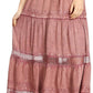 Sakkas Salina Boho Maxi Skirt with Embroidery and Crochet Lace  Adjustable Waist