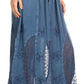 Sakkas Aleja Womens Bohemian Gypsy Maxi Long Skirt Adjustable Elastic Waist Lace