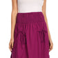 Sakkas Coco Long Cotton Ruffle Skirt with Pockets and Elastic Waistband