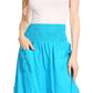 Sakkas Coco Long Cotton Ruffle Skirt with Pockets and Elastic Waistband