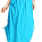 Sakkas Coco Long Cotton Ruffle Skirt with Pockets and Elastic Waistband